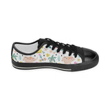 Cute elephants palm tree flower butterfly pattern Kids' Boys' Girls' Low Top Canvas Shoes Black