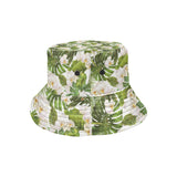 White orchid flower tropical leaves pattern Unisex Bucket Hat