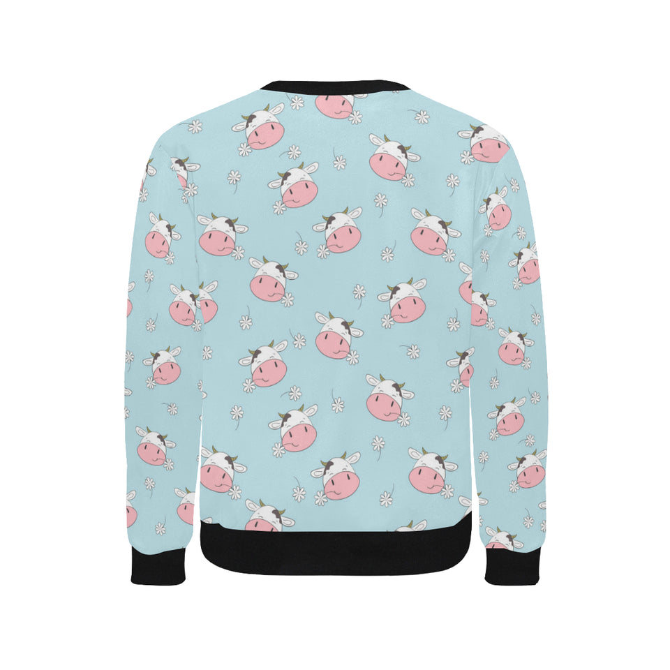 Cute cow flower pattern Men's Crew Neck Sweatshirt