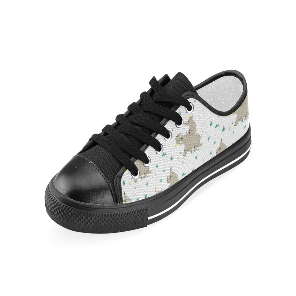 Cute Rhino pattern background Kids' Boys' Girls' Low Top Canvas Shoes Black