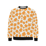 Orange Maple Leaf pattern Men's Crew Neck Sweatshirt