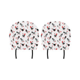 Cool rooster chicken cock floral ornament backgrou Car Headrest Cover