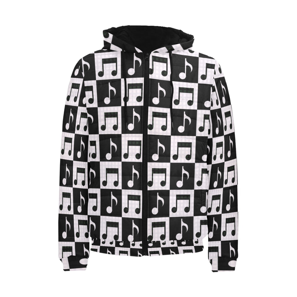 Music Notes Pattern Print Design 01 Men's Padded Hooded Jacket