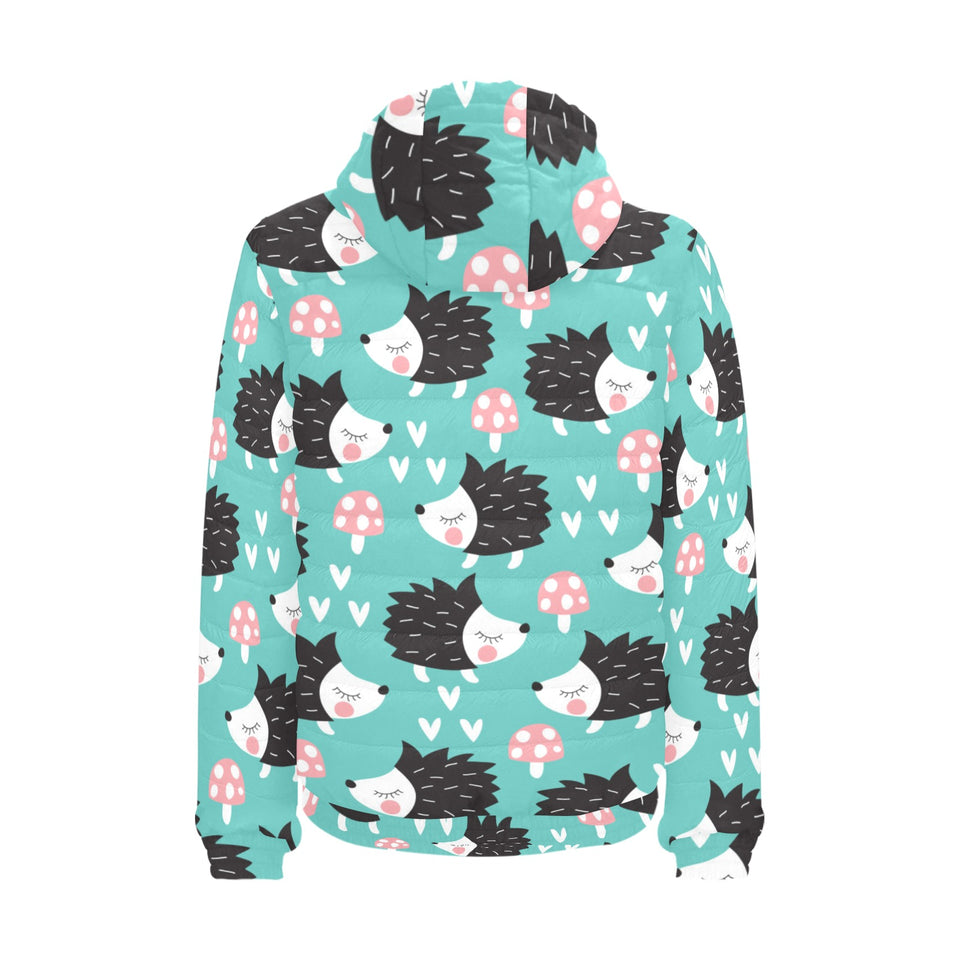 Hedgehog Pattern Print Design 03 Men's Padded Hooded Jacket