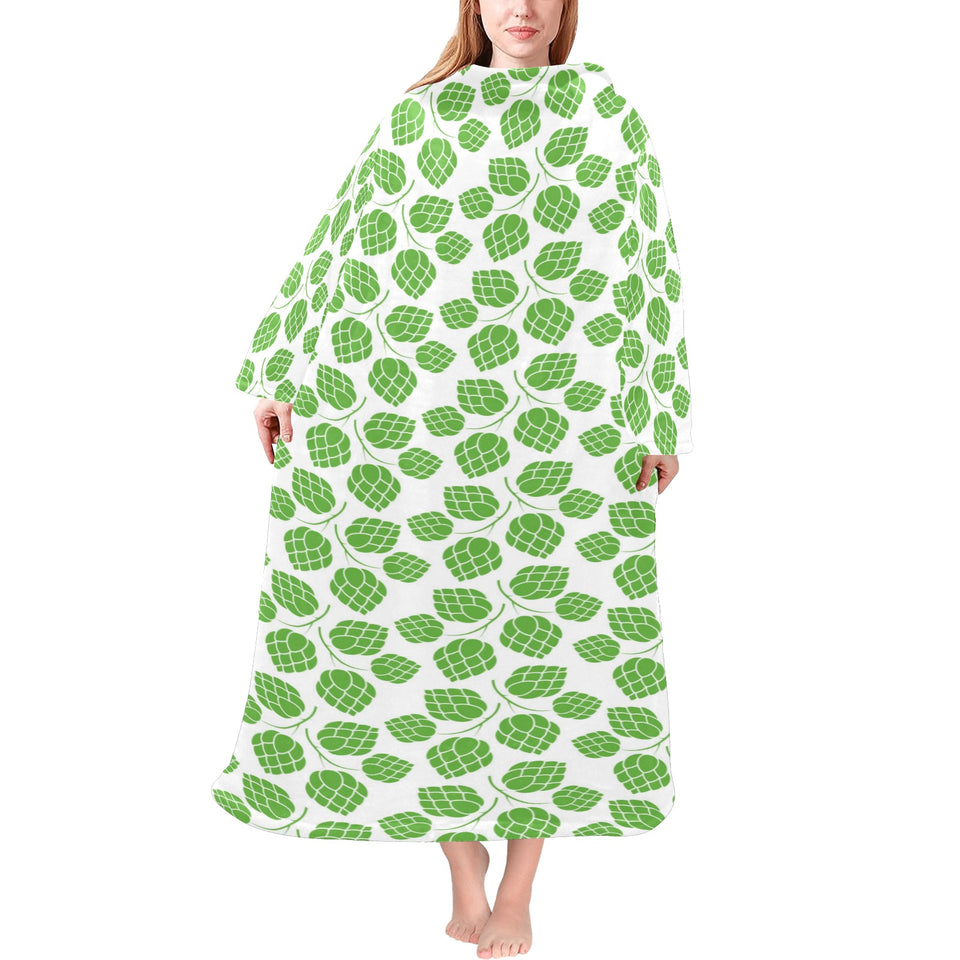 Hop pattern background Blanket Robe with Sleeves
