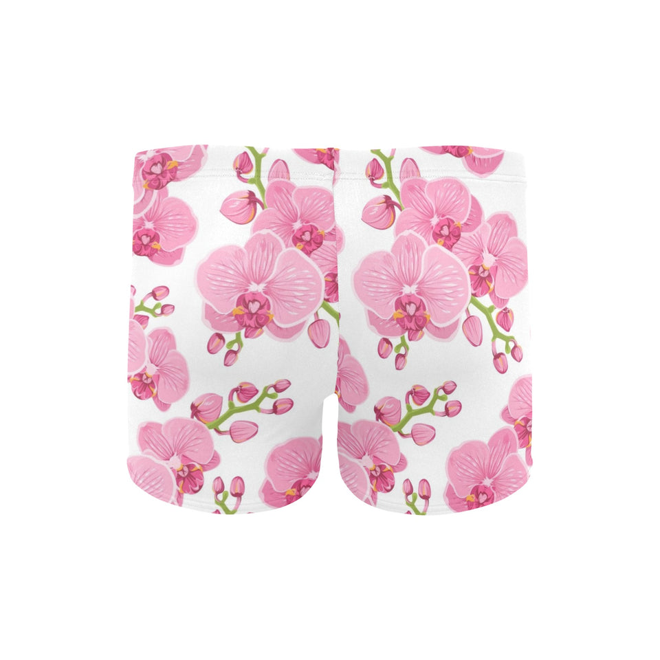 pink purple orchid pattern background Men's Swimming Trunks
