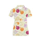 Onion garlic white red pattern Women's All Over Print Polo Shirt