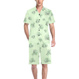broccoli sketch pattern Men's V-Neck Short Pajama Set