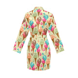 Colorful ice cream pattern Women's Long Sleeve Belted Night Robe
