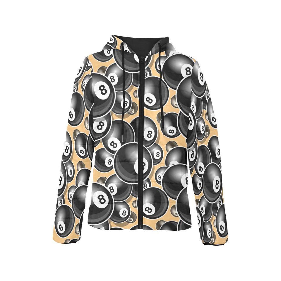Billiard Ball Pattern Print Design 04 Women's Padded Hooded Jacket