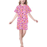 Hibiscus Pattern Print Design 01 Kids' Boys' Girls' V-Neck Short Pajama Set