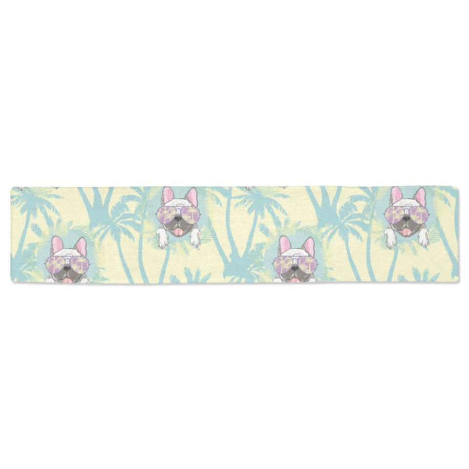 French bulldog hawaii blackground Table Runner