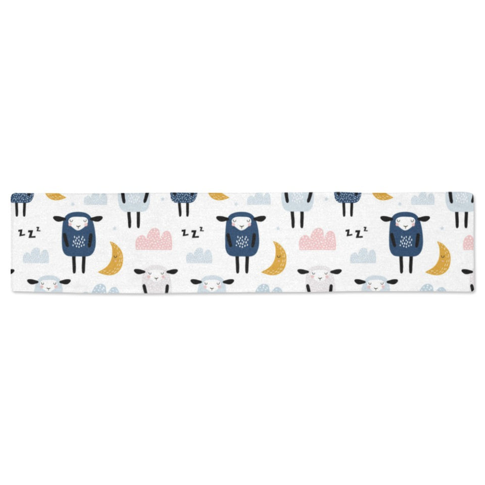 Cute sleeping sheep moon cloud pattern Table Runner