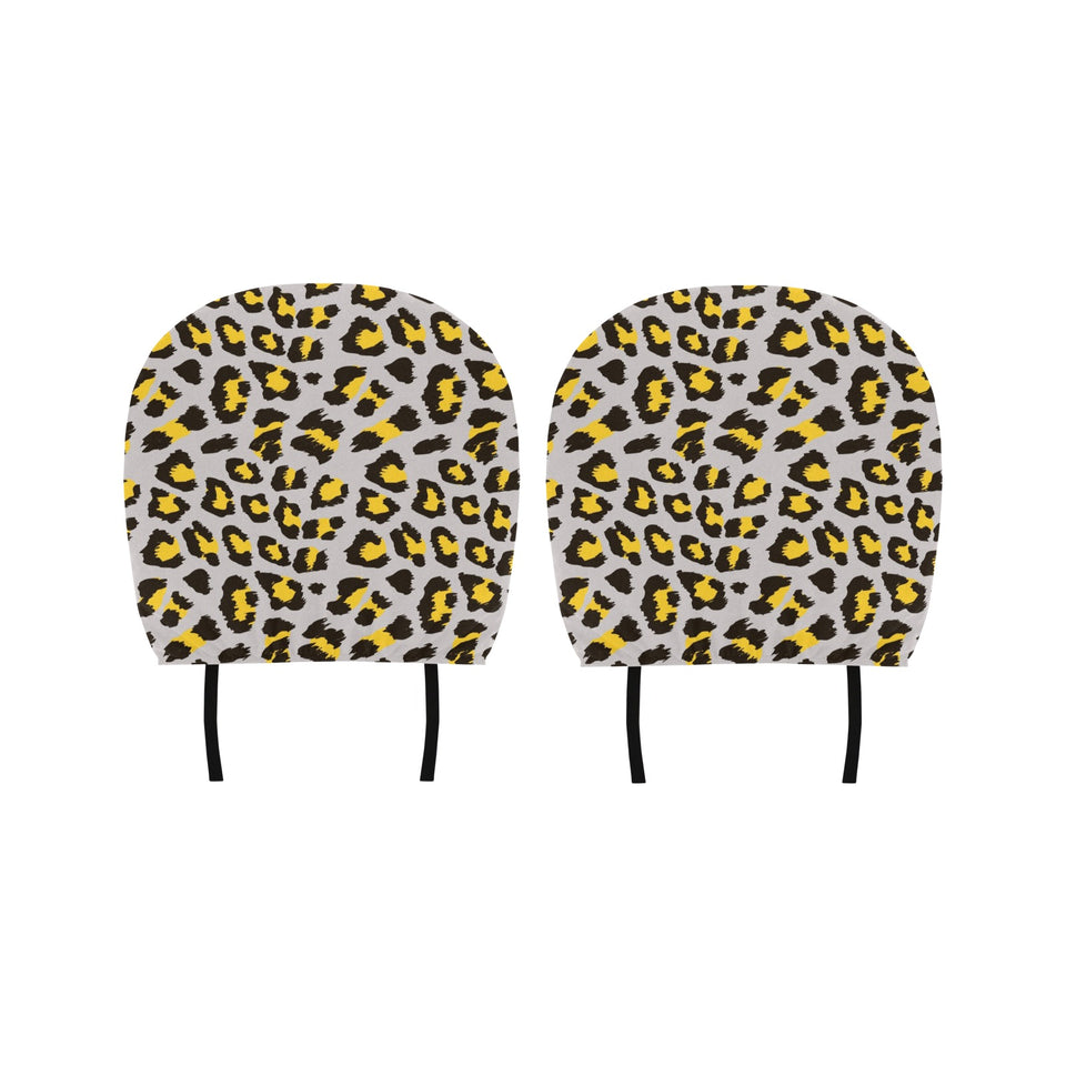 Gray Leopard print pattern Car Headrest Cover