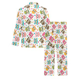 Color cute owl pattern Men's Long Pajama Set