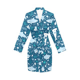 Cute shark pattern Women's Long Sleeve Belted Night Robe