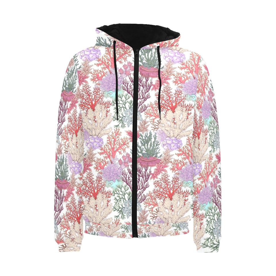 Coral Reef Pattern Print Design 03 Men's Padded Hooded Jacket