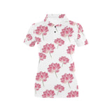 Pink lotus waterlily pattern Women's All Over Print Polo Shirt