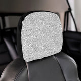 Cartoon hand drawn ice cream black white Car Headrest Cover