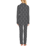 Engine Piston Black Background Pattern Design 02 Women's Long Pajama Set