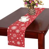 Snowflake pattern red background Table Runner