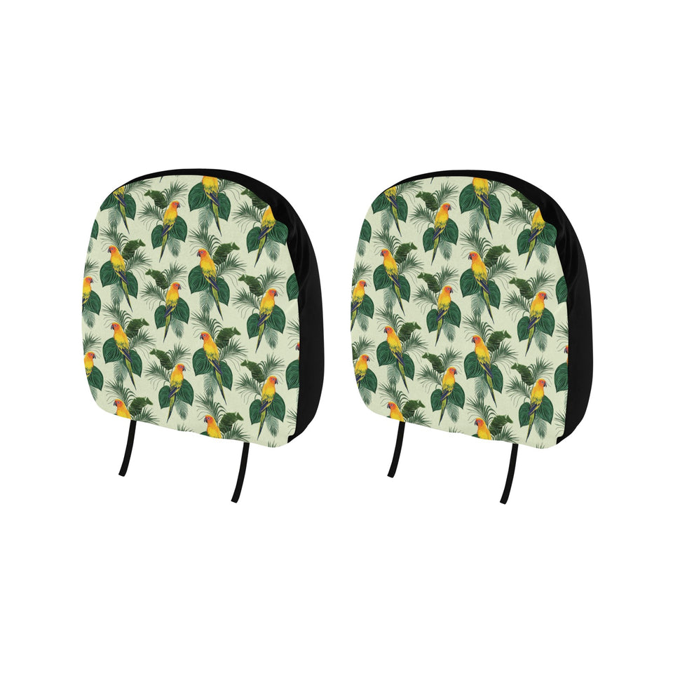 Beautiful parrot palm leaves pattern Car Headrest Cover