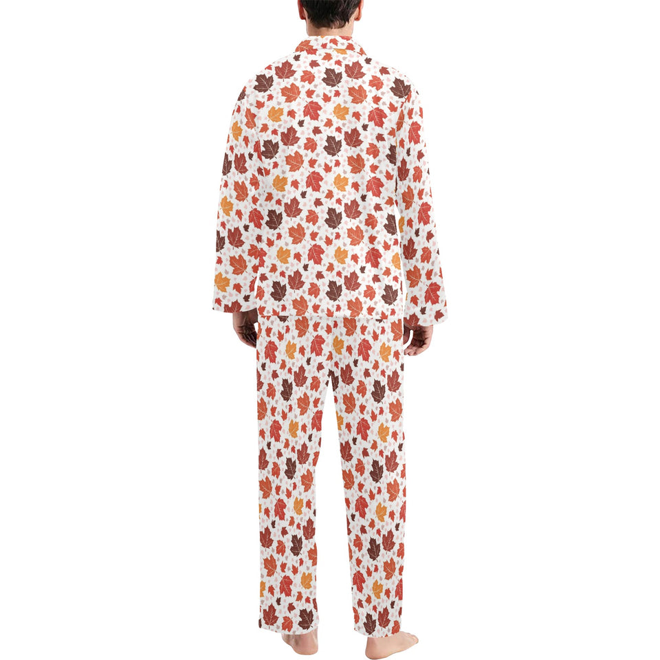 Colorful Maple Leaf pattern Men's Long Pajama Set