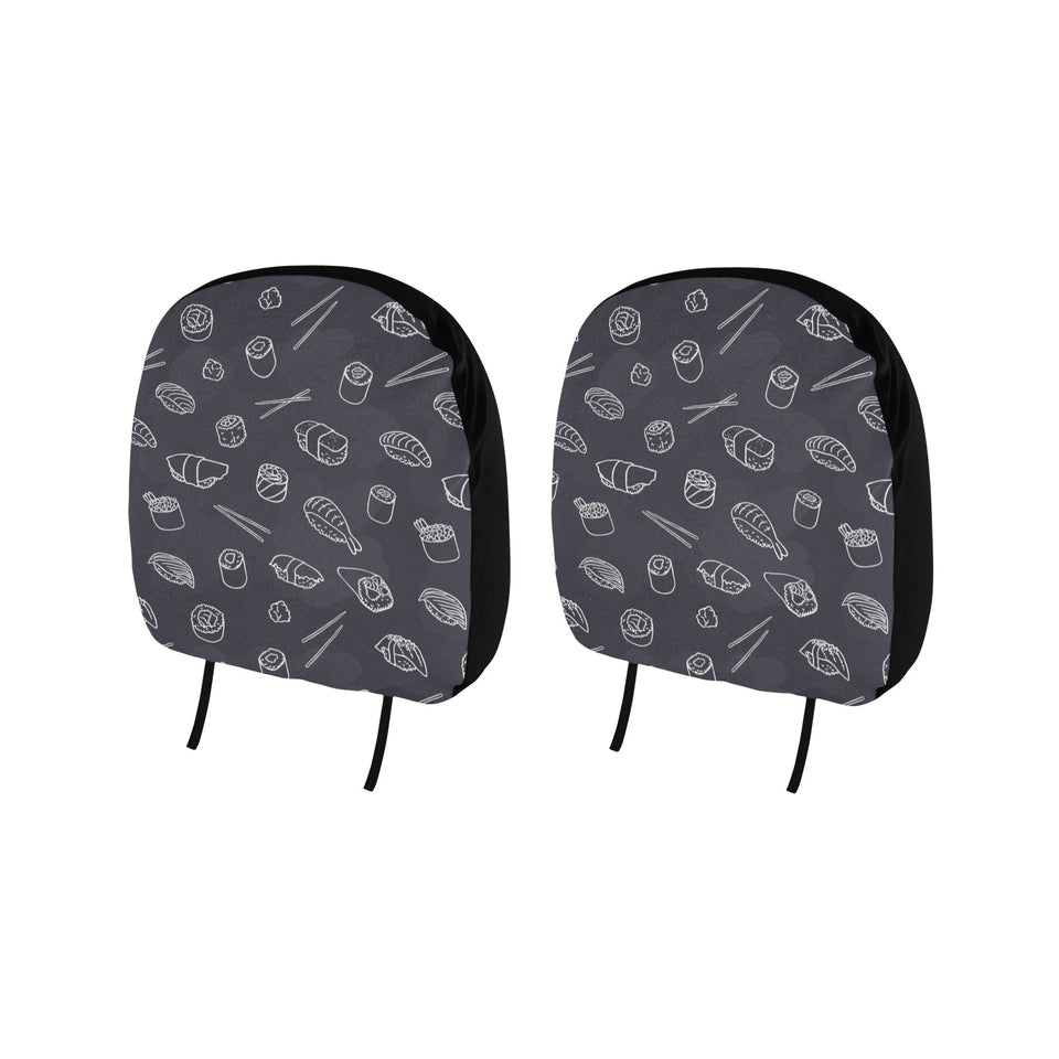 sushi pattern black background Car Headrest Cover