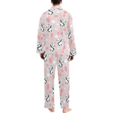 Cute panda ballon heart pattern Men's Long Pajama Set