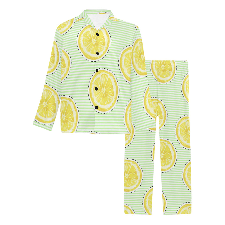slice of lemon pattern Men's Long Pajama Set