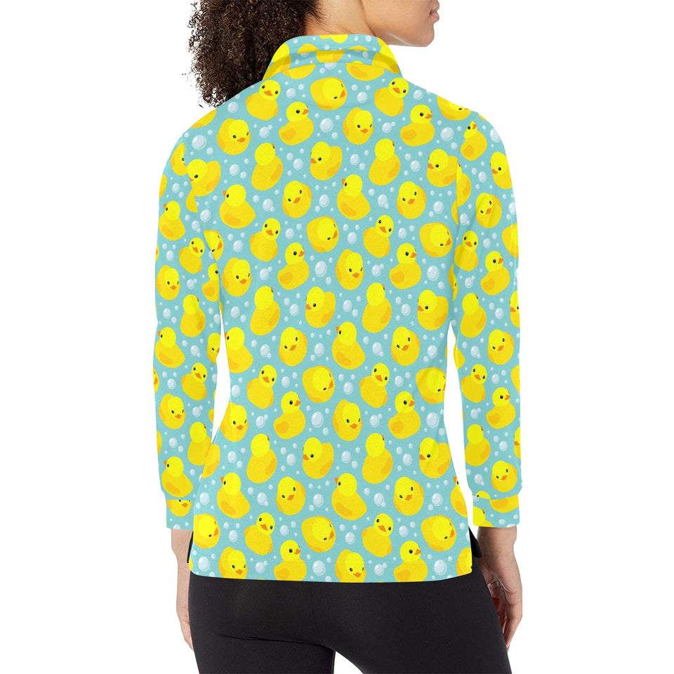 Duck Pattern Print Design 03 Women's Long Sleeve Polo Shirt
