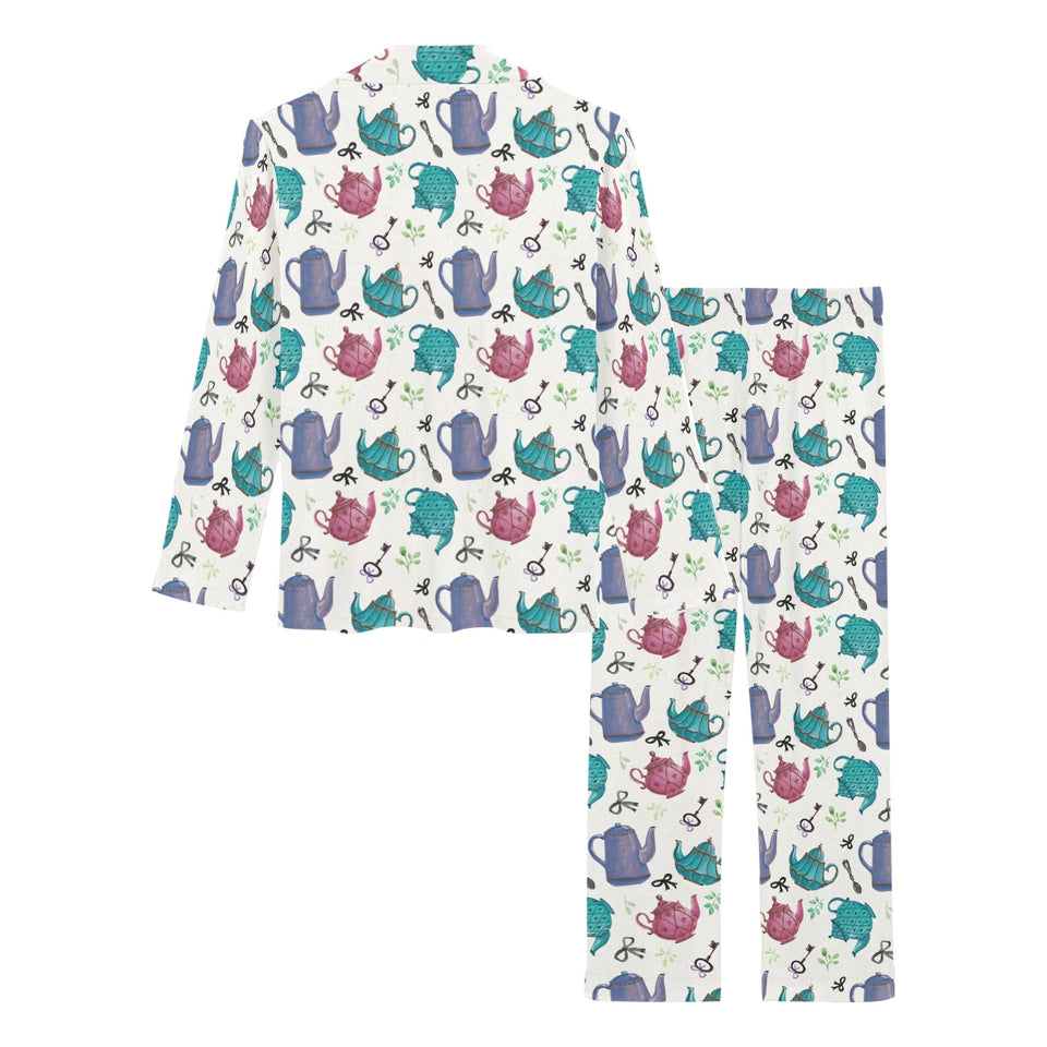Tea pots Pattern Print Design 05 Women's Long Pajama Set