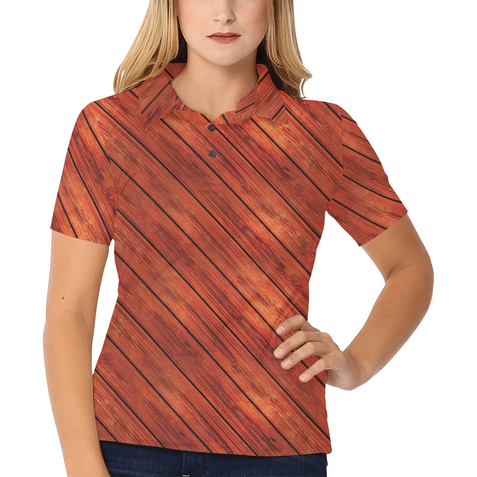 Wood Printed Pattern Print Design 03 Women's All Over Print Polo Shirt