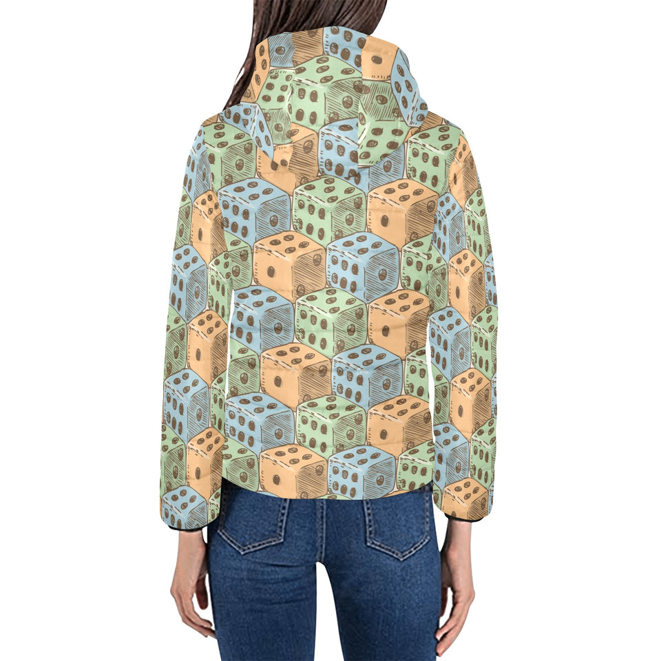 Dice Pattern Print Design 05 Women's Padded Hooded Jacket