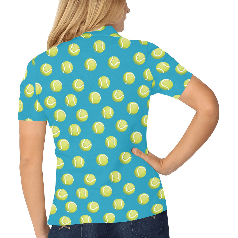 Tennis Pattern Print Design 05 Women's All Over Print Polo Shirt