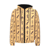 Egypt Hieroglyphics Pattern Print Design 02 Men's Padded Hooded Jacket