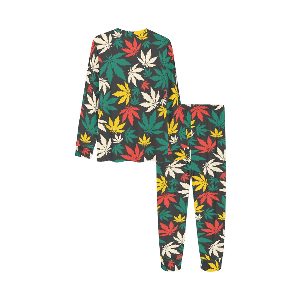 Canabis Marijuana Weed Pattern Print Design 02 Kids' Boys' Girls' All Over Print Pajama Set