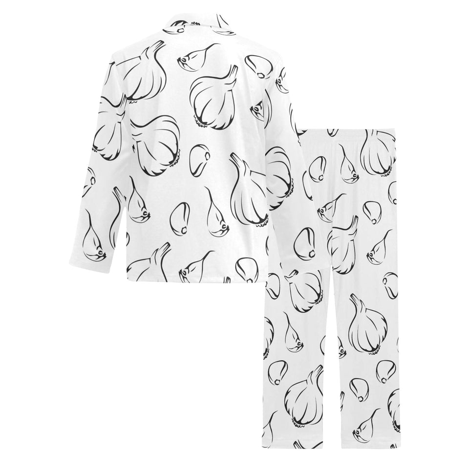 Garlic pattern black white Men's Long Pajama Set