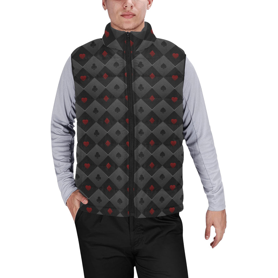Casino Cards Suits Pattern Print Design 05 Men's Padded Vest