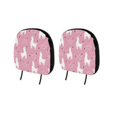 Llama Alpaca pink background Car Headrest Cover