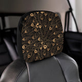Gold peacock feather pattern Car Headrest Cover