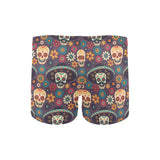 Sugar skulls flower maxican pattern Men's Swimming Trunks