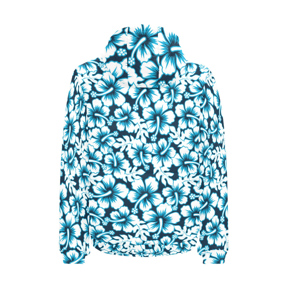 Hibiscus Pattern Print Design 04 Men's Padded Hooded Jacket