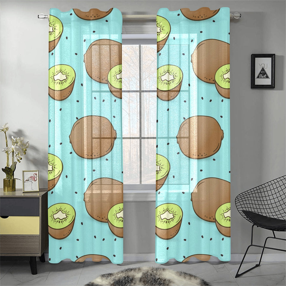 Kiwi blue background Gauze Curtain