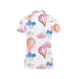 Watercolor air balloon cloud pattern Women's All Over Print Polo Shirt