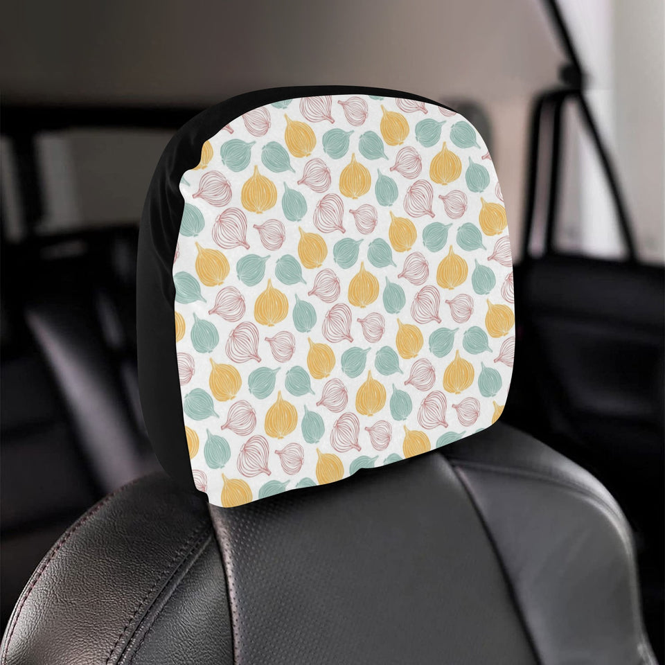 colorful onions white background Car Headrest Cover