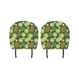 Whole sliced kiwi leave and flower Car Headrest Cover