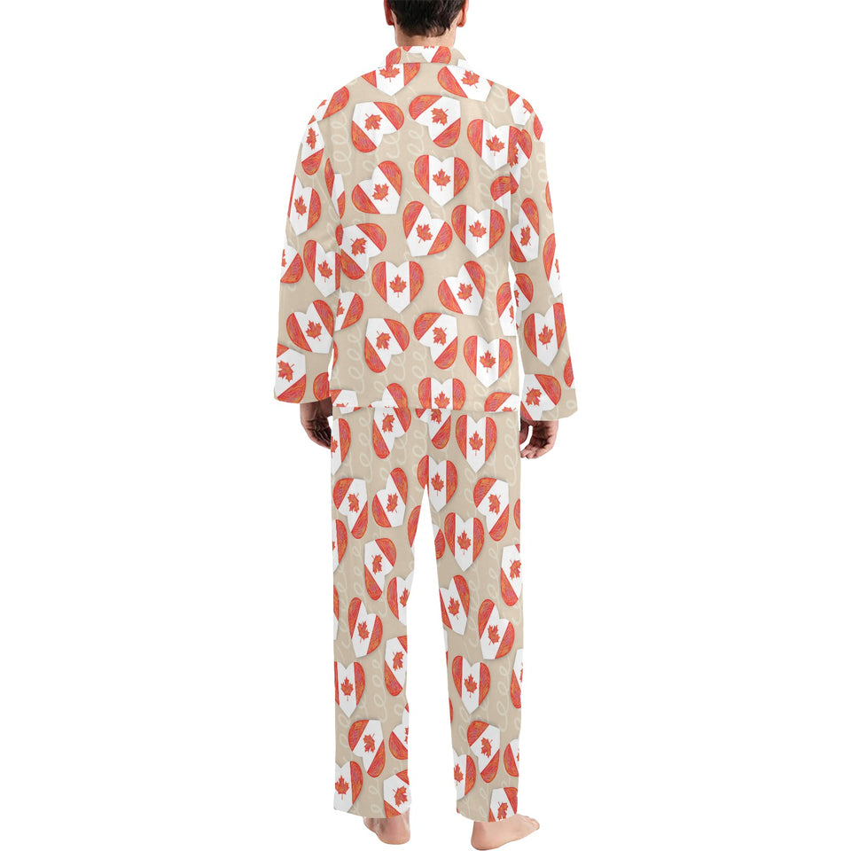 Canada Pattern Print Design 01 Men's Long Pajama Set