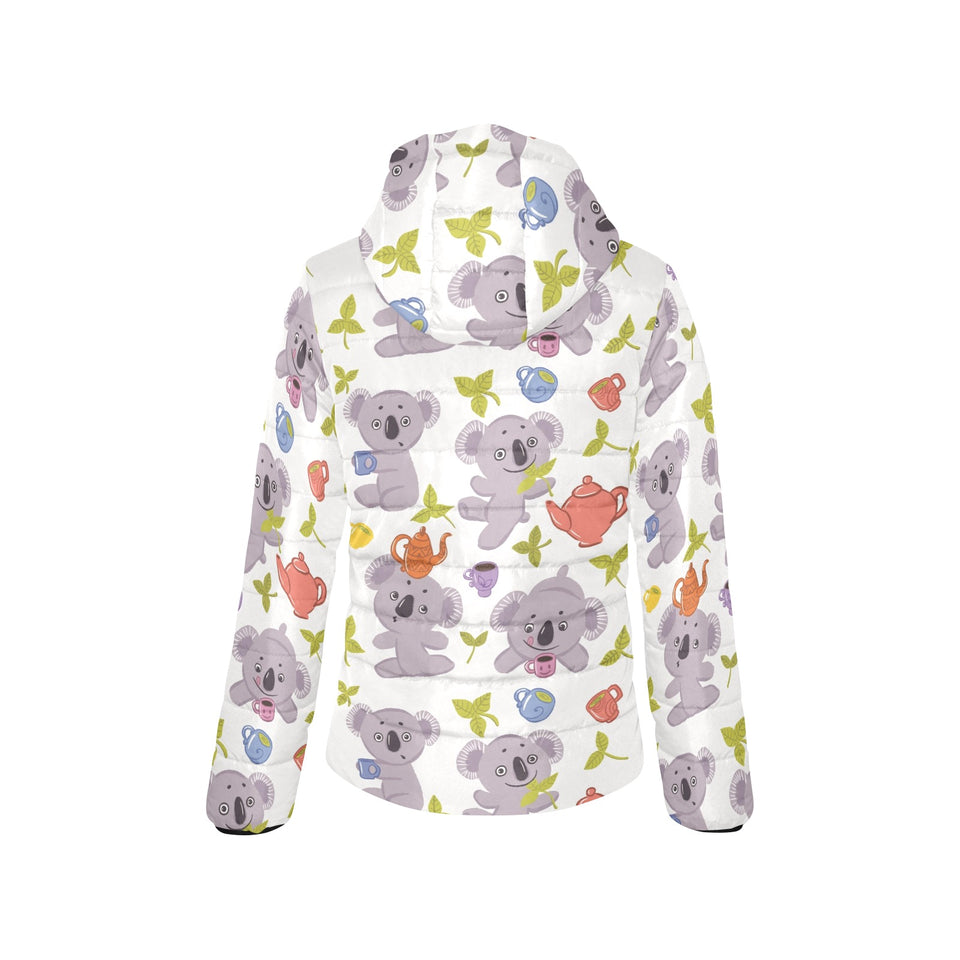Cute koalas teapots tea Women's Padded Hooded Jacket