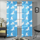Cute sea lion seal pattern background Gauze Curtain